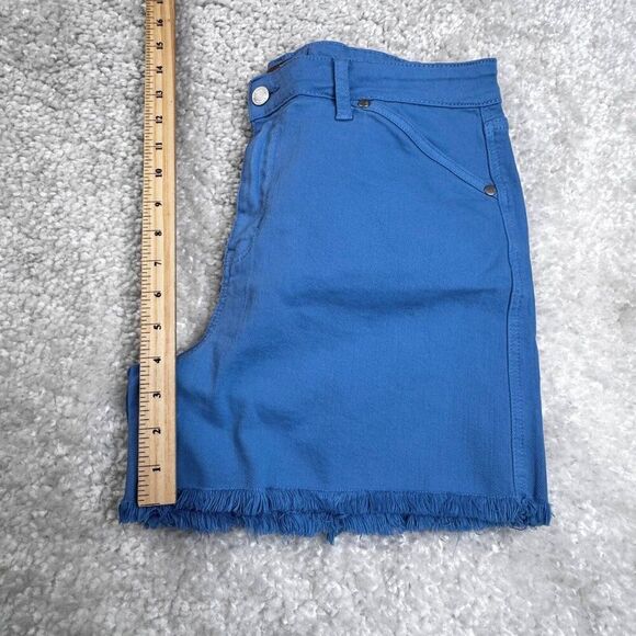 Judy Blue Garment Dyed Sky Blue Fray Denim Shorts Shield Pockets - Picture 9 of 11